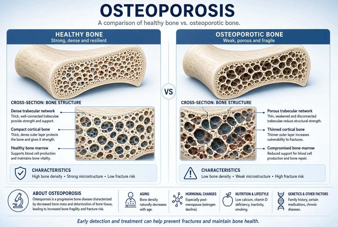 ہڈی ٹوٹنے سے متعلق اہم بیماری :آسٹیوپوروسس (Osteoporosis)